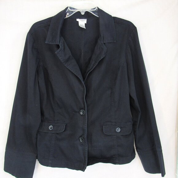 Fashion Bug Stretch Women's 2 Button w/Pockets Wide Cuff Black Blazer Size XL - Picture 1 of 12